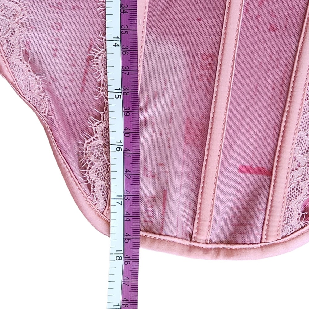 NWT Fashion Nova Corset Top Women's Size L Pink Mesh Lace Coquette - Picture 7 of 9